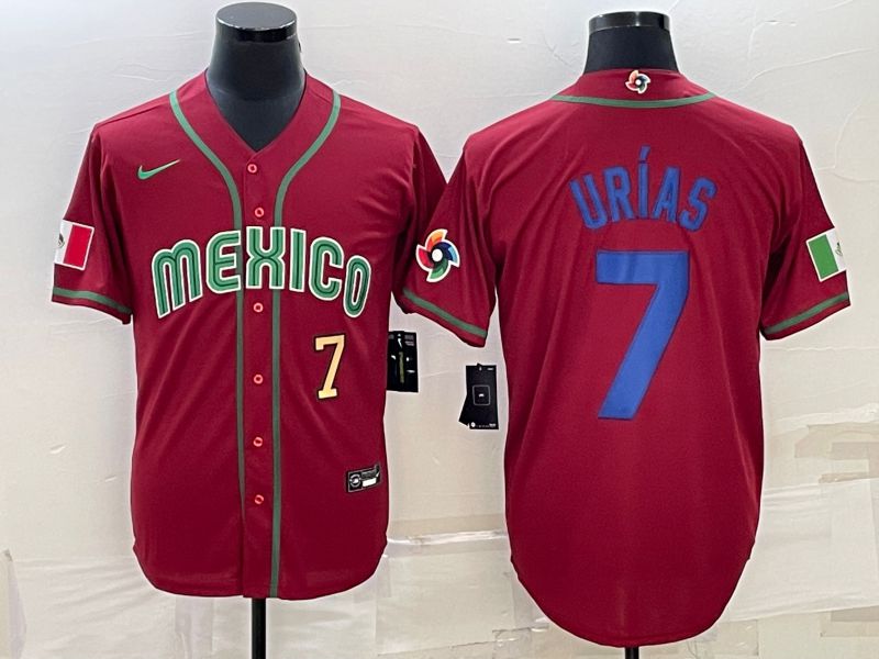 Men 2023 World Cub Mexico #7 Urias Red Nike MLB Jersey41->more jerseys->MLB Jersey